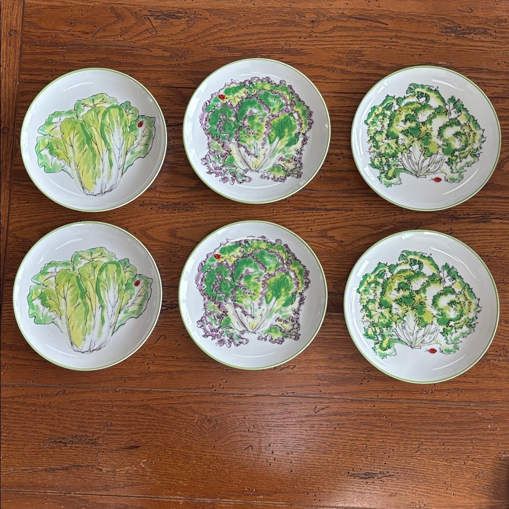 Laitue Taste Setter by Sigma 7.5” Lettuce Salad Plates Ladybug 321 Set of 6 VTG - Picture 13 of 13